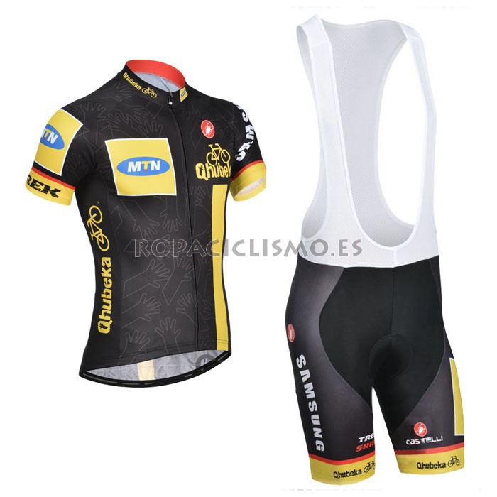 2014 Maillot mtn blanco amarillo mangas cortas tirantes